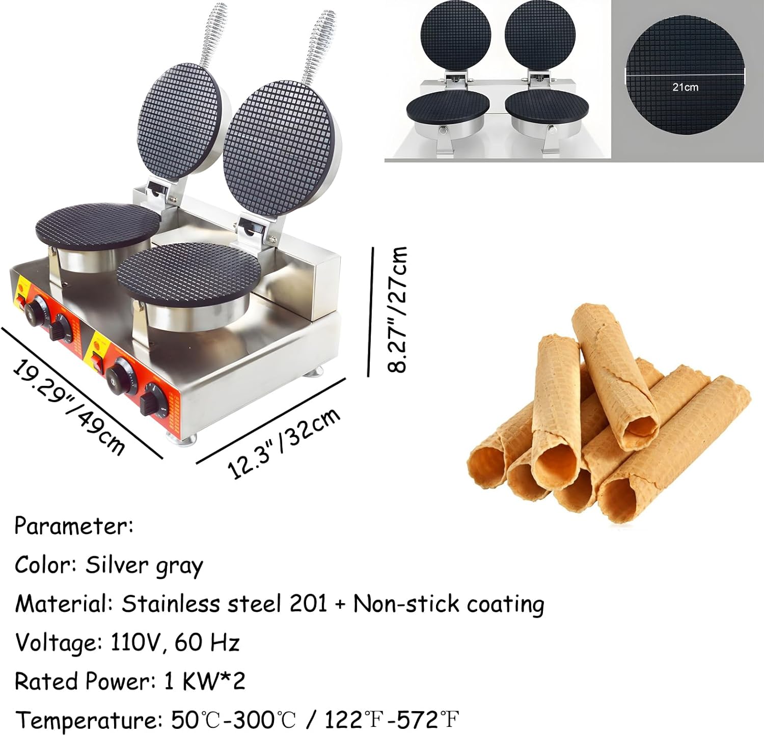 110V Commercial Double Station – Waffle Cone Maker recenzja i cena