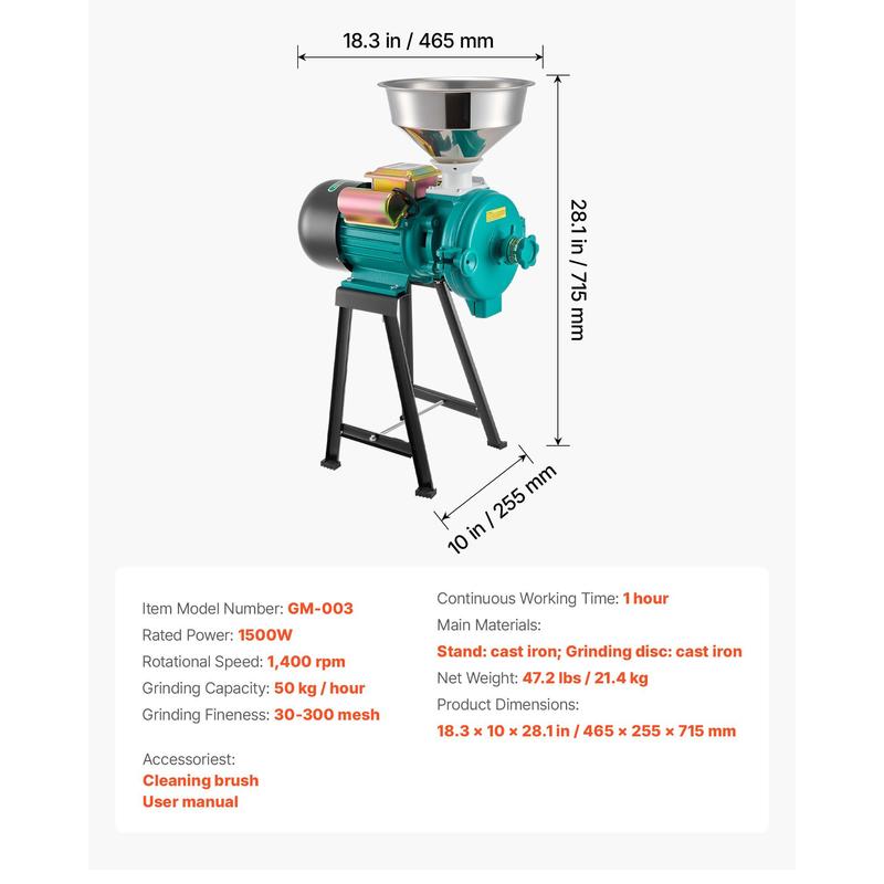 Electric Grain Mill Grinder, 1 – Cast Iron Corn recenzja i cena