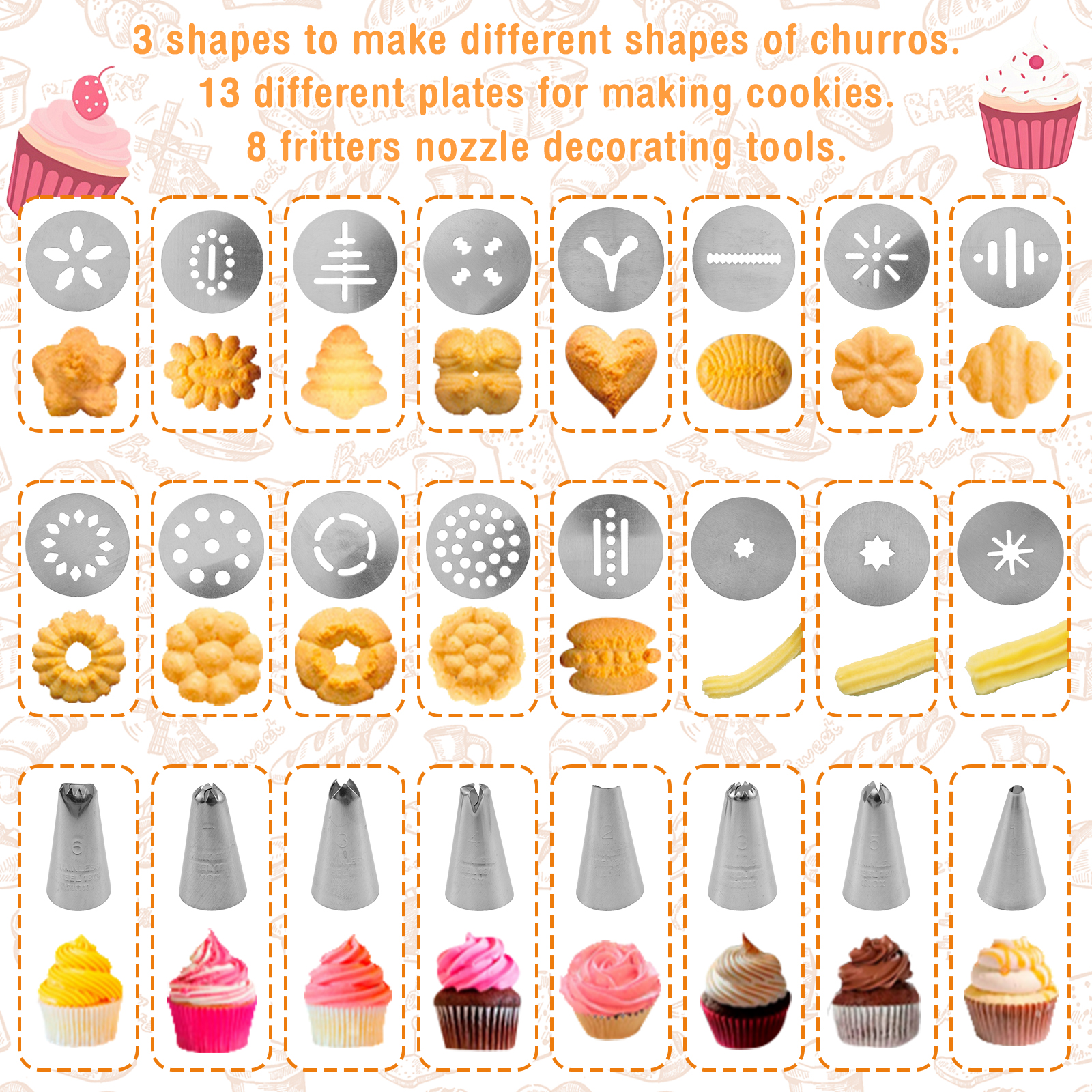 Cookie Press Gun Tips Set Stai – Churros Maker Gun recenzja i cena