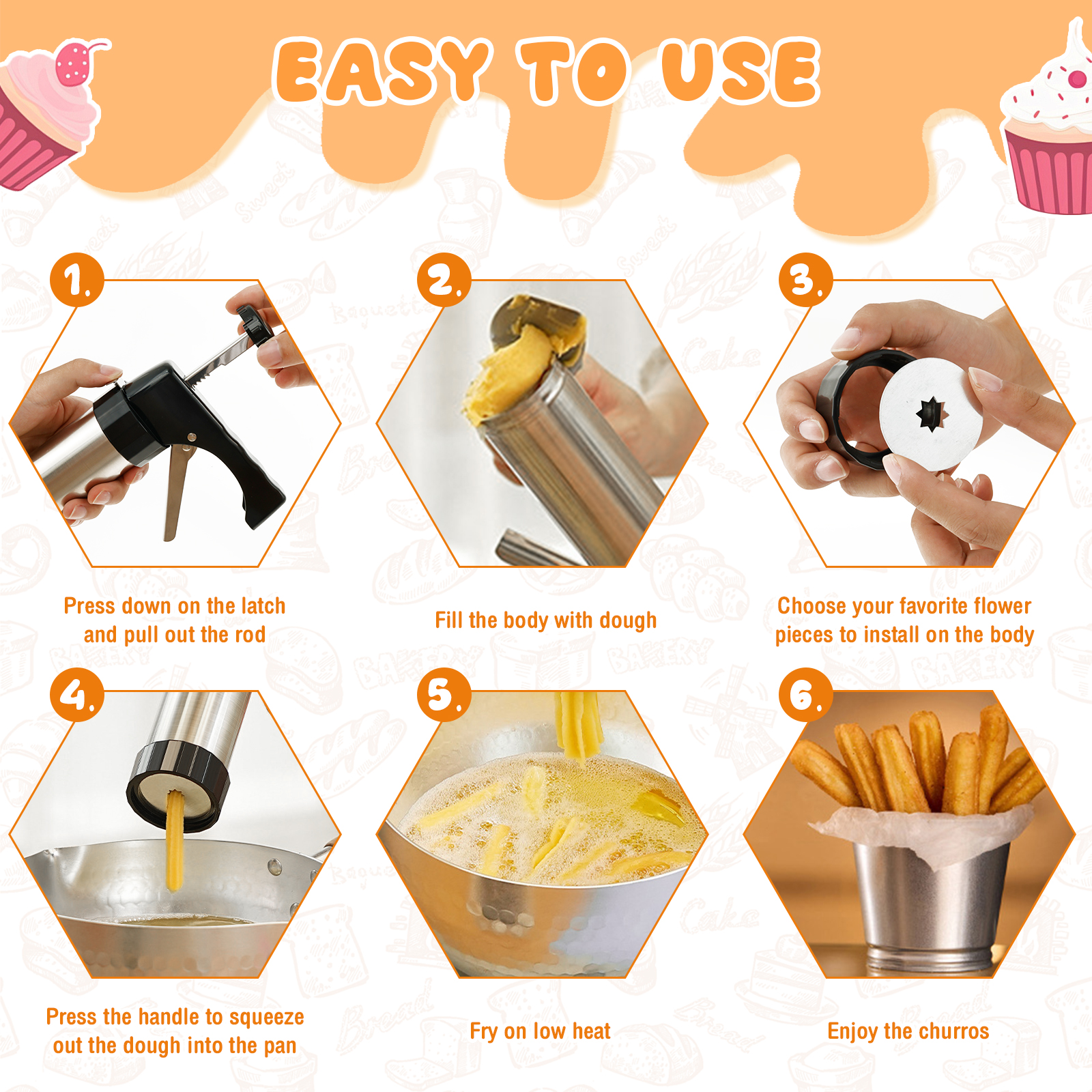 Cookie Press Gun Tips Set Stai – Churros Maker Gun recenzja i cena