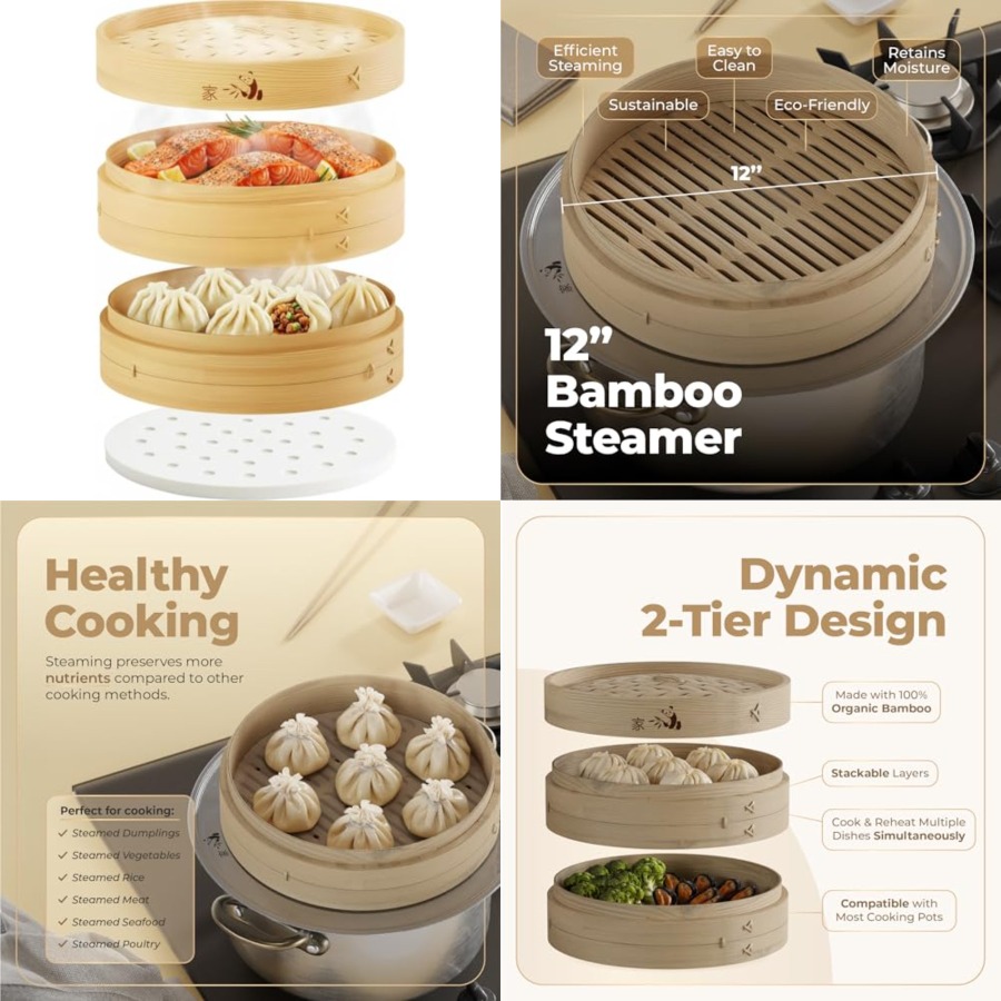 Bamboo Steamer Basket - 2-Tier – Bao Steamer Bamboo recenzja i cena