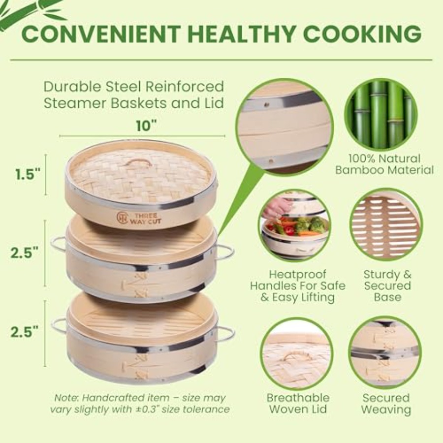 2-tier 10 Bamboo Steamer with  – Bao Steamer Bamboo recenzja i cena
